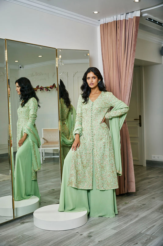 Green Gota Kurta Set